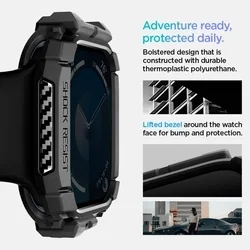 Apple Watch 10 (42 mm) okosóra tok - SPIGEN RUGGED ARMOR matt fekete szilikon tok-11