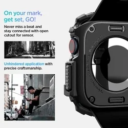 Apple Watch 10 (42 mm) okosóra tok - SPIGEN RUGGED ARMOR matt fekete szilikon tok-12
