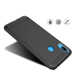Huawei Y7 2019 / Y7 PRIME 2019 Telefontok - Carbon Fiber fekete szilikon tok-1