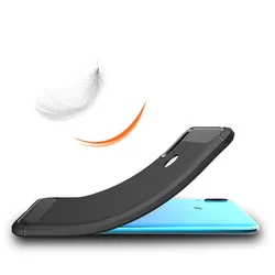Huawei Y7 2019 / Y7 PRIME 2019 Telefontok - Carbon Fiber fekete szilikon tok-3
