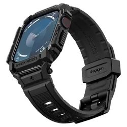Apple Watch 10 (42 mm) okosóra szíj+tok - Spigen Rugged Armor - fekete szilikon szíj+tok-6