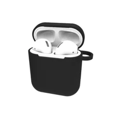 AirPods 4 tartó - fekete szilikon tok, karabinerrel-1