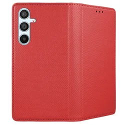 Samsung Galaxy S24 FE telefontok - piros mágneses szilikon keretes könyvtok-2