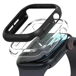 Ringke Slim műanyag védő tok Apple Watch 10 (42 mm) okosórához fekete+átlátszó-1