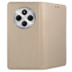 Xiaomi Redmi 14C telefontok - arany mágneses átlátszó szilikon keretes könyvtok-2