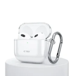 Airpods 4 tartó: AirPods 4 tartó - átlátszó szilikon, fém karabinerrel-2