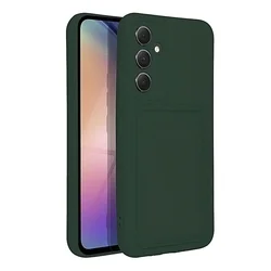Samsung Galaxy A16 5G telefontok - Forcell Card - zöld kártyatartós szilikon hátlap tok-1