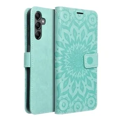 Samsung Galaxy A16 5G telefontok - MEZZO mandala mintás zöld mágneses szilikon keretes könyvtok-1