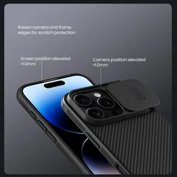 Telefontok iPhone 16 Pro - Nillkin csúsztatható kameravédős fekete hátlap tok-1