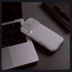 Telefontok iPhone 16 Pro - Nillkin csúsztatható kameravédős Titánium szürke hátlap tok-2