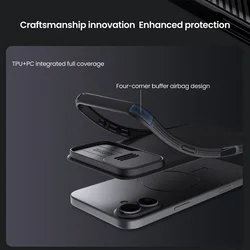 iPhone 16 telefontok - Nillkin csúsztatható kameravédős fekete hátlap tok, beépített mágnessel-6
