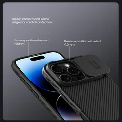 iPhone 16 Pro telefontok - Nillkin csúsztatható kameravédős fekete hátlap tok, beépített mágnessel ﻿-4