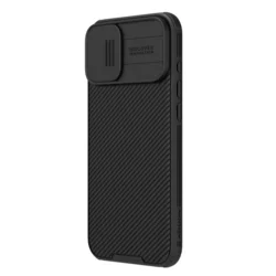 iPhone 16 Pro Max telefontok - Nillkin csúsztatható kameravédős fekete hátlap tok, beépített mágnessel-1