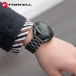Samsung Galaxy Watch 3 (45 mm) okosóra szíj - F- Design FS06 - fekete fém szíj (szíj szélesség: 22 mm)-2