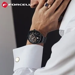 Samsung Galaxy Watch 3 (45 mm) okosóra szíj - F- Design FS06 - fekete fém szíj (szíj szélesség: 22 mm)-3