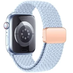 Apple Watch 6/7/8/9/10/SE (40 / 41 / 42 mm) okosóra szíj - Tech- Protect Nylonmag - világoskék szövet szíj-1