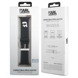 Apple Watch 6/7/8/9/10/SE/ULTRA 1/2 (42 / 44 / 45 / 46 / 49 mm) okosóra szíj - Karl Lagerfeld Karl Head NFT - fekete szilikon szíj-3