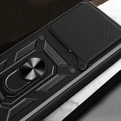 Telefontok Xiaomi 14T Pro - Camshield - fekete szilikon tok, kitámasztó ujjgyűrűvel, csúsztatható kameravédővel-5