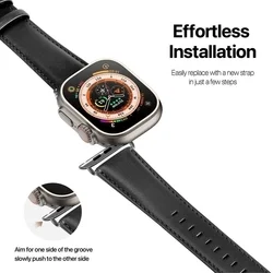 Apple Watch 42 / 44 / 45 / 49 mm okosóra szíj - Dux Ducis YS - fekete bőr szíj-2