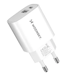 Telefon töltő: Wozinsky WGWCW - USB / Type-C (USB-C) portos fehér hálózati gyors töltőfej, 20W-2