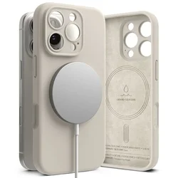 Telefontok iPhone 16 Pro - RINGKE SILICONE MAGNETIC MAGSAFE bézs hátlap tok-6