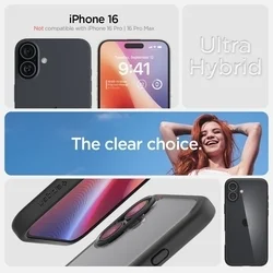 Telefontok iPhone 16 - SPIGEN ULTRA HYBRID - átlátszó/fekete szilikon tok-7