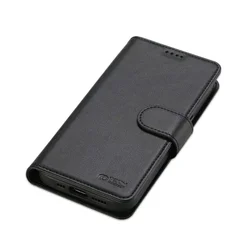 Telefontok Motorola Moto G35 5G - fekete ráhajtófüles bőr könyvtok -1