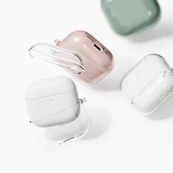 AirPods 4 tartó: RINGKE AIR GLITTER átlátszó tok, karabinerrel-3