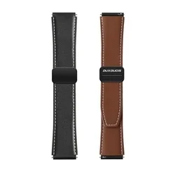 Samsung Galaxy Watch FE okosóra szíj - Dux Ducis YA - fekete bőr szíj (20 mm)-2