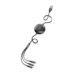 Baseus Golden Loop - 3in1 kábel - USB - Lightning / Type-C / MicroUSB fekete kábel 3,5A-3