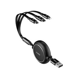 Baseus Golden Loop - 3in1 kábel - USB - Lightning / Type-C / MicroUSB fekete kábel 3,5A-4