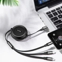 Baseus Golden Loop - 3in1 kábel - USB - Lightning / Type-C / MicroUSB fekete kábel 3,5A-5