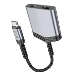HOCO LS40 adapter - 2in1 Type-C (USB-C) / Type-C + Type-C adapter, szürke-1