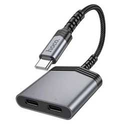 HOCO LS40 adapter - 2in1 Type-C (USB-C) / Type-C + Type-C adapter, szürke-2
