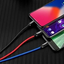 BASEUS BSY01 - 3in1 kábel - USB - Lightning / Type-C (USB-C) / MicroUSB színes szövet kábel 3,5A, 30 cm-4