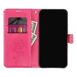 Xiaomi Redmi 14C telefontok - MEZZO bagoly mintás magenta mágneses szilikon keretes könyvtok-1