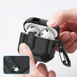 Airpods 4 tartó: TECH-PROTECT CARBONOX AirPods 4 tartó - fekete ütésálló tok-2