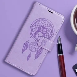 Xiaomi Redmi 14C telefontok - MEZZO bagoly mintás lila mágneses szilikon keretes könyvtok-6