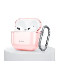 Tech- Protect Flexair Airpods 4 tartó - pink szilikon tok, fém karabinerrel-2