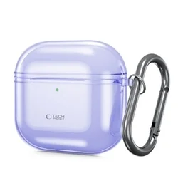 Tech- Protect Flexair Airpods 4 tartó - lila szilikon tok, fém karabinerrel-1