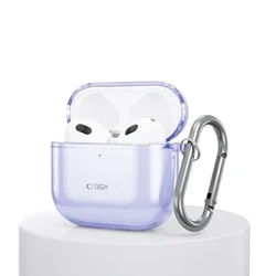 Tech- Protect Flexair Airpods 4 tartó - lila szilikon tok, fém karabinerrel-3