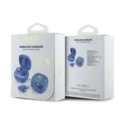 Guess 4G Logo Mini TWS headset - kék vezeték nélküli stereo bluetooth headset, töltőtokkal-3