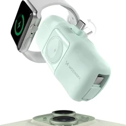 Wozinsky WF16-YCS - menta powerbank beépített Type-C (USB-C) csatlakozóval, 5000mAh + beépített Type-C (USB-C) kábellel + Apple Watch töltő-2
