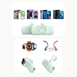 Wozinsky WF16-YCS - menta powerbank beépített Type-C (USB-C) csatlakozóval, 5000mAh + beépített Type-C (USB-C) kábellel + Apple Watch töltő-4