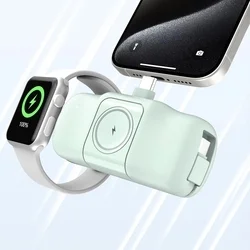 Wozinsky WF16-YCS - menta powerbank beépített Type-C (USB-C) csatlakozóval, 5000mAh + beépített Type-C (USB-C) kábellel + Apple Watch töltő-3