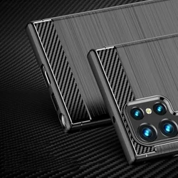 Samsung Galaxy S25 Ultra telefontok - Carbon Fiber - fekete szilikon hátlap tok-3