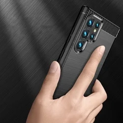 Samsung Galaxy S25 Ultra telefontok - Carbon Fiber - fekete szilikon hátlap tok-5