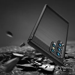 Samsung Galaxy S25 Ultra telefontok - Carbon Fiber - fekete szilikon hátlap tok-7