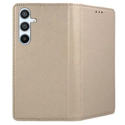 Samsung Galaxy S25+ (S25 Plus) telefontok - arany mágneses szilikon keretes könyvtok ﻿-2