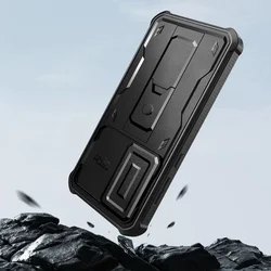 Telefontok Samsung Galaxy S25+ (S25 Plus) - Tech- Protect Kevlar Pro- átlátszó előlap + plexi fekete hátlapi 360°-os tok , kitámasztható-5
